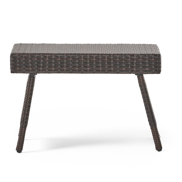 Gdf Studio Lakeport 3pc Outdoor Wicker Chaise Lounge & Table Set