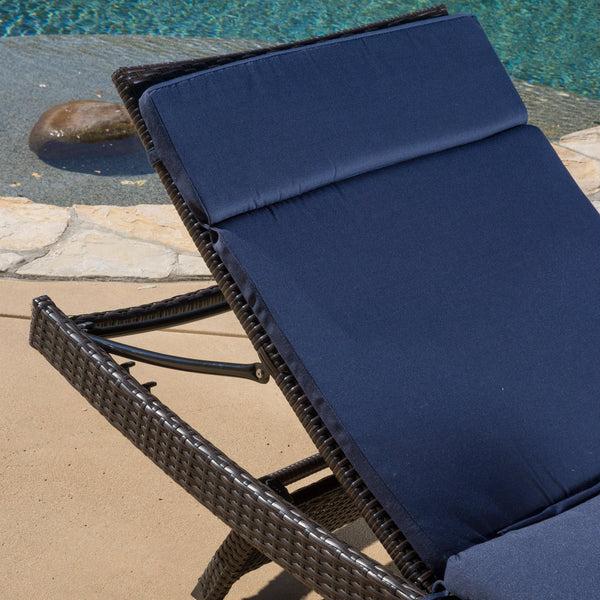 Gdf Studio Lakeport Outdoor 3-piece Wicker Adjustable Chaise Lounge Set With Cushions