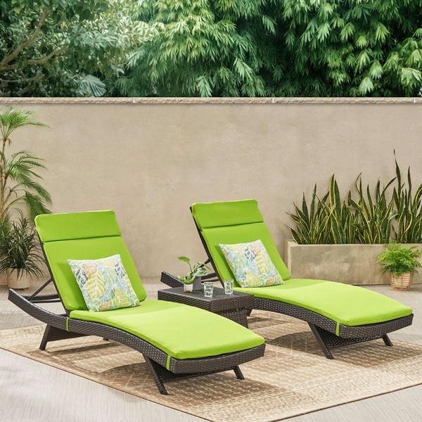 Gdf Studio Lakeport Outdoor 3pc Adjustable Chaise Lounge Chair Set