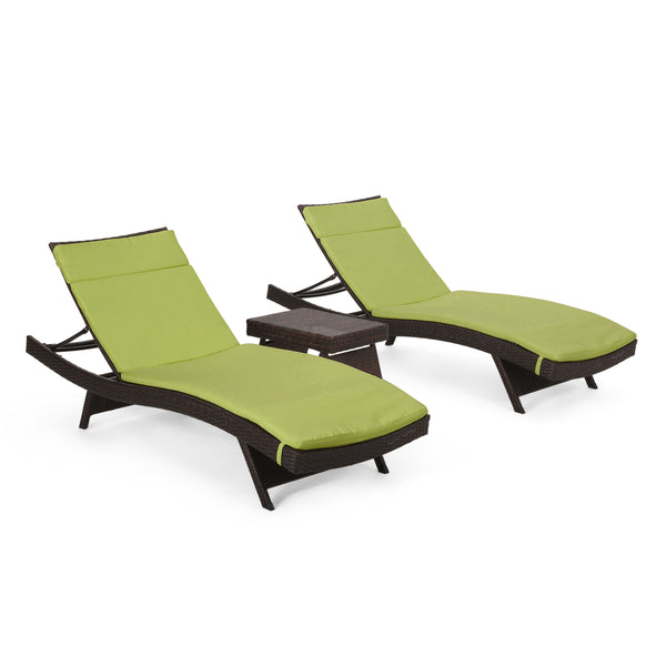 gdf studio Lakeport Outdoor 3pc Adjustable Chaise Lounge Chair Set