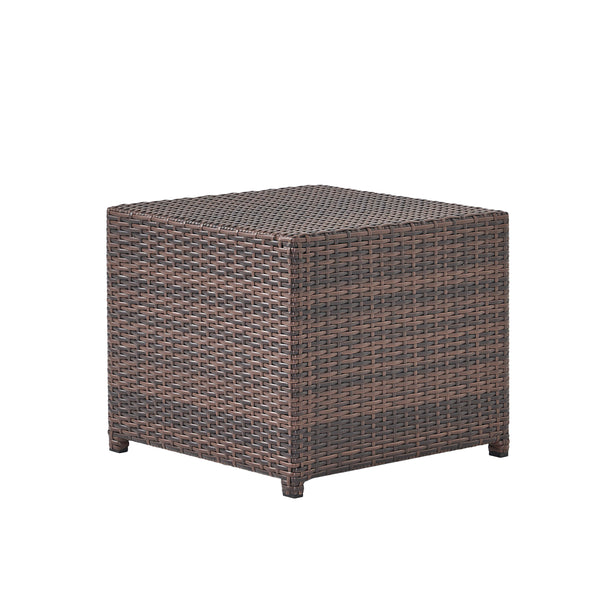 Gdf Studio Lakeport Outdoor 3pc Brown Wicker Side Table Set