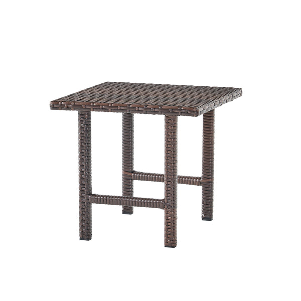 Gdf Studio Lakeport Outdoor 3pc Brown Wicker Side Table Set