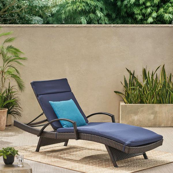 Gdf Studio Lakeport Outdoor Adjustable Armed Chaise Lounge Chair W/ Cushion