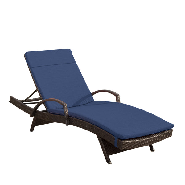 gdf studio Lakeport Outdoor Adjustable Armed Chaise Lounge Chair w/ Cushion