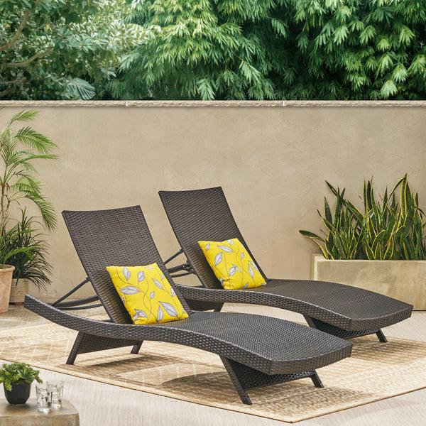 Gdf Studio Lakeport Outdoor Adjustable Chaise Lounge Chair Set Of 2