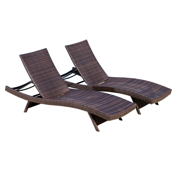 gdf studio Lakeport Outdoor Adjustable Chaise Lounge Chair Set Of 2