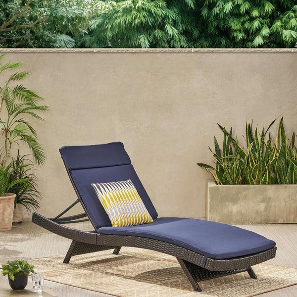 Gdf Studio Lakeport Outdoor Adjustable Chaise Lounge Chair W/ Cushion