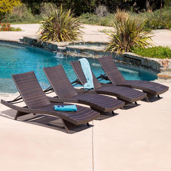 Gdf Studio Lakeport Outdoor Adjustable Chaise Lounge Chairs (Set Of 4)