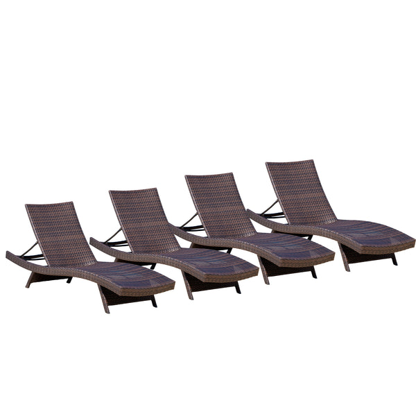 gdf studio Lakeport Outdoor Adjustable Chaise Lounge Chairs (Set of 4)