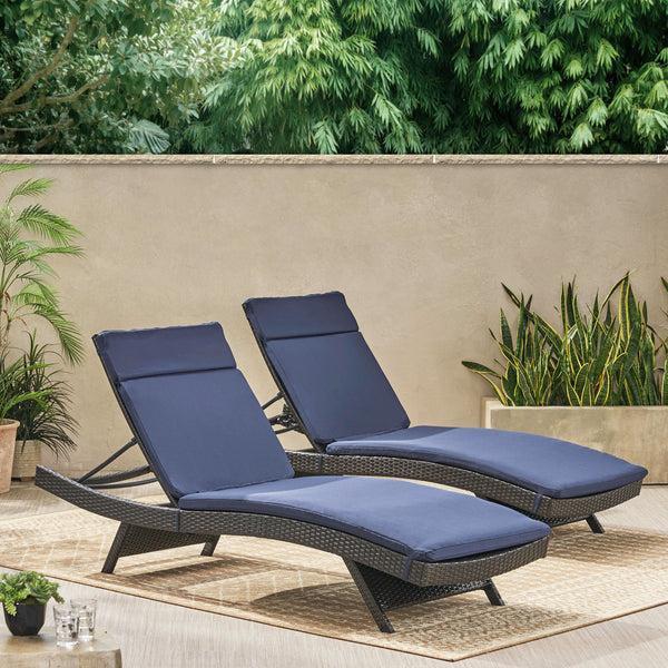 Gdf Studio Lakeport Outdoor Adjustable Chaise Lounge Chairs W/ Cushions (set Of 2)