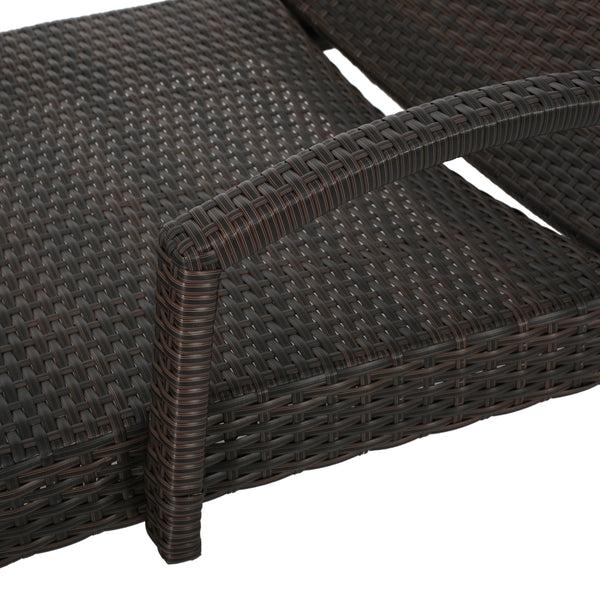 Gdf Studio Lakeport Outdoor Brown Wicker 3-piece Adjustable Armed Chaise Lounge Set