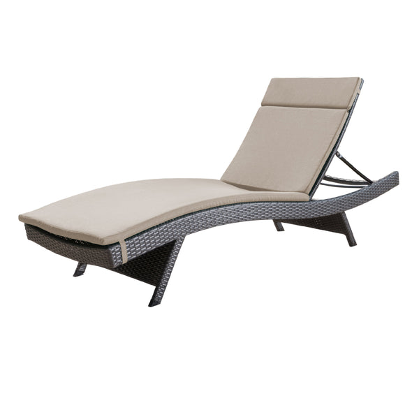 gdf studio Lakeport Outdoor Grey Wicker Adjustable Chaise Lounge w/ Cushion
