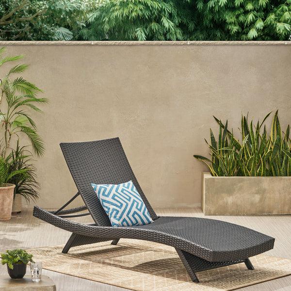 gdf studio Lakeport Outdoor Grey Wicker Chaise Lounge Chairs
