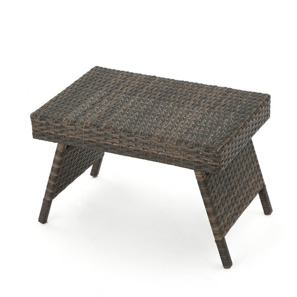 Gdf Studio Lakeport Outdoor Mixed Mocah Wicker Adjustable Folding Side Table