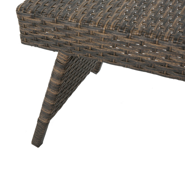 Gdf Studio Lakeport Outdoor Mixed Mocah Wicker Adjustable Folding Side Table