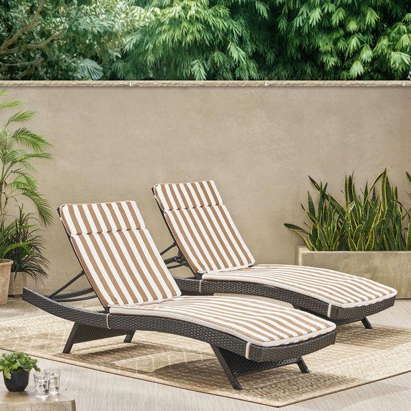 Gdf Studio Lakeport Outdoor Wicker Lounge W/ Water Resistant Cushion (Set Of 2)
