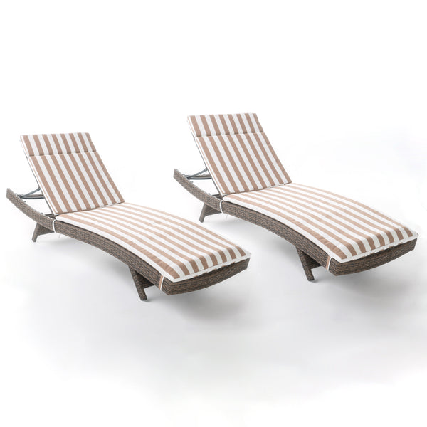 gdf studio Lakeport Outdoor Wicker Lounge w/ Water Resistant Cushion (Set of 2)