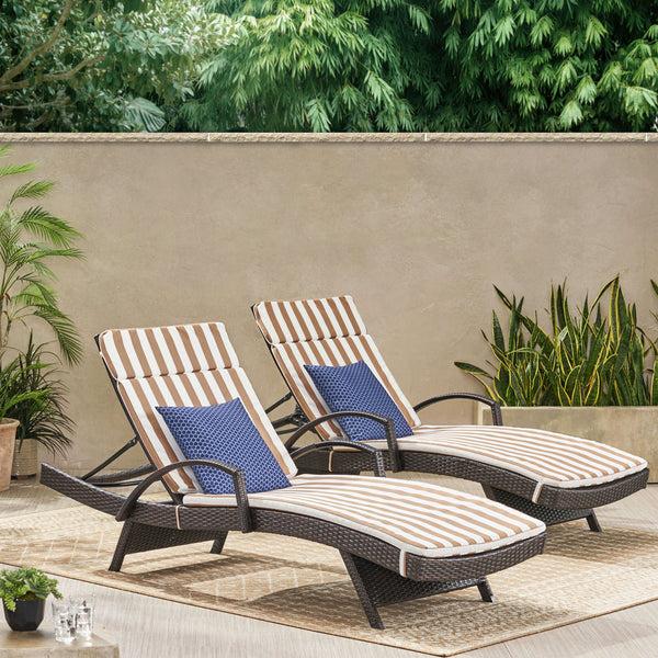 Gdf Studio Lakeport Outdoor Wicker Lounge With Water Resistant Cushion (Set Of 2)