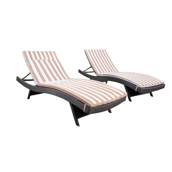 Gdf Studio Lakeport Outdoor Wicker Lounge With Water Resistant Cushion (Set Of 2)