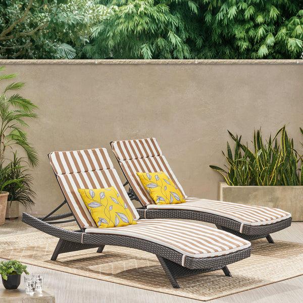 Gdf Studio Lakeport Outdoor Wicker Lounge With Water Resistant Cushion (Set Of 2)