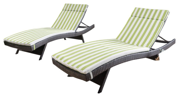 gdf studio Lakeport Outdoor Wicker Lounge with Water Resistant Cushion (Set of 2)