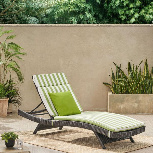 Gdf Studio Lakeport Outdoor Wicker Lounge With Water Resistant Cushion