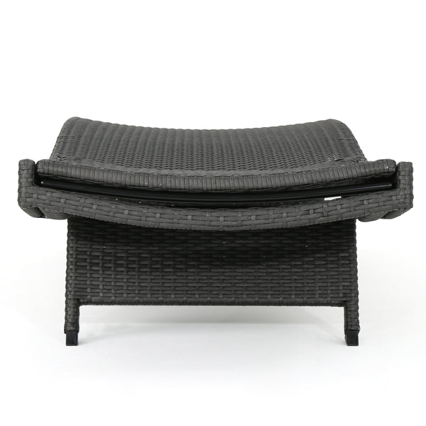 Gdf Studio Lakeport Outdoor Wicker Lounge With Water Resistant Cushion