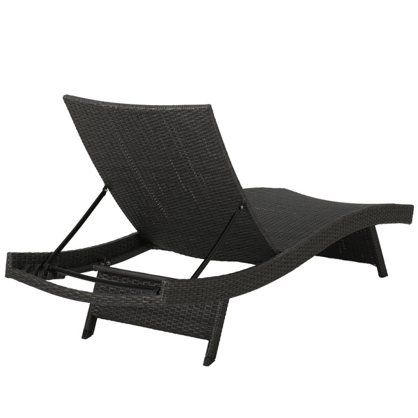 Gdf Studio Lakeport Outdoor Wicker Lounge With Water Resistant Cushion