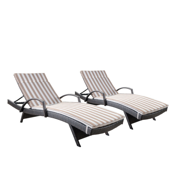 gdf studio Lakeport Outdoor Wicker Lounge with Water Resistant Cushion (Set of 2)