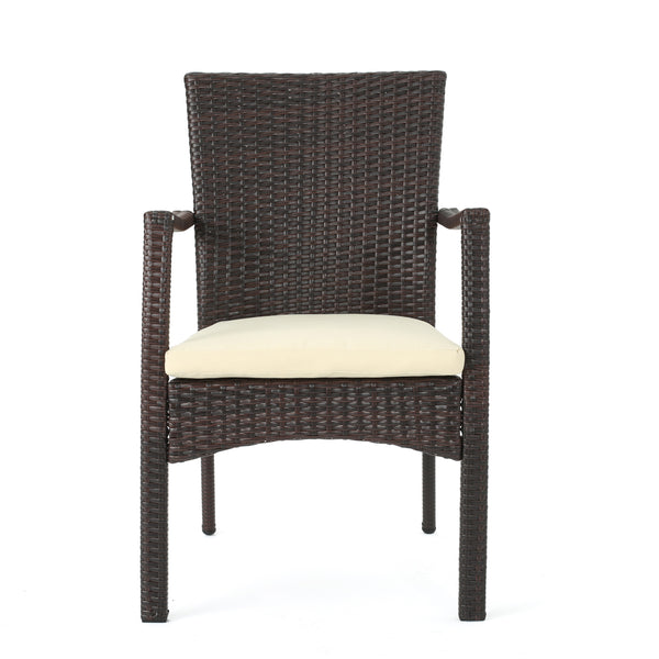 Gdf Studio Lancaster Outdoor 7-piece Wicker Dining Set With Cushions