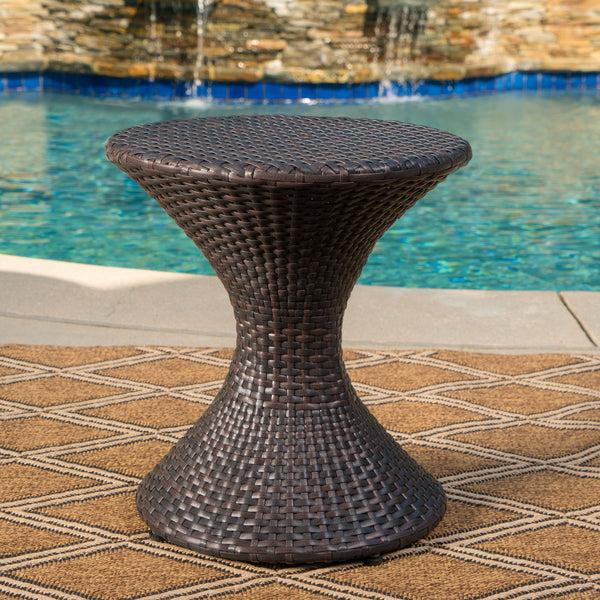 Gdf Studio Landing Outdoor 3 Piece Multi-Brown Wicker Chat Set With Stacking Chairs
