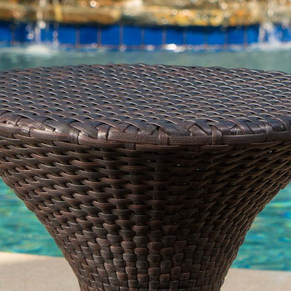 Gdf Studio Landing Outdoor 3 Piece Multi-Brown Wicker Chat Set With Stacking Chairs
