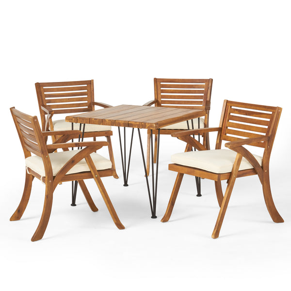 Gdf Studio Lane Outdoor Farmhouse Hairpin Legs Dining Set