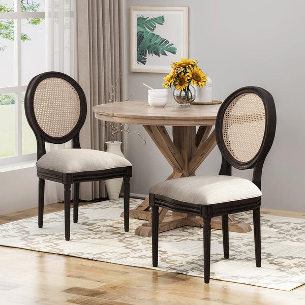 Gdf Studio Laney French Style Oval Cane Back Dining Chairs (Set Of 2)