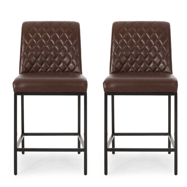 Gdf Studio Lansing Contemporary Diamond Stitch Counter Stools Set Of 2