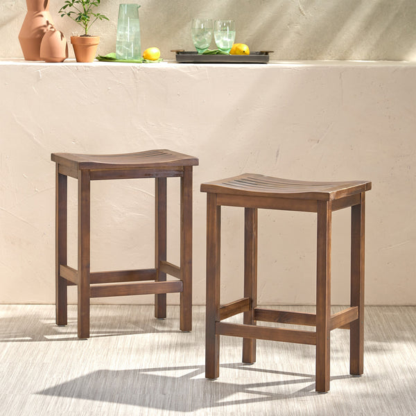 Gdf Studio Lantana Brown Mahogany 24-Inch Counter Stools (Set Of 2)