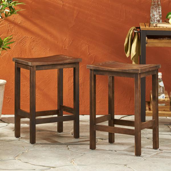 Gdf Studio Lantana Brown Mahogany 24-Inch Counter Stools (Set Of 2)