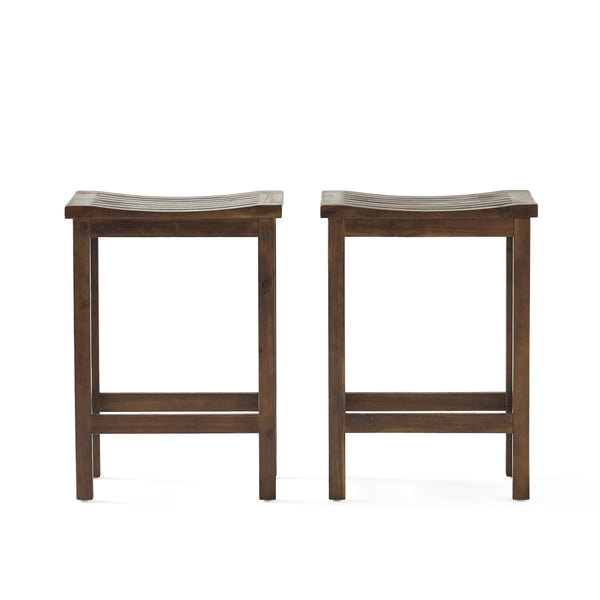 gdf studio Lantana Brown Mahogany 24-Inch Counter Stools (Set of 2)