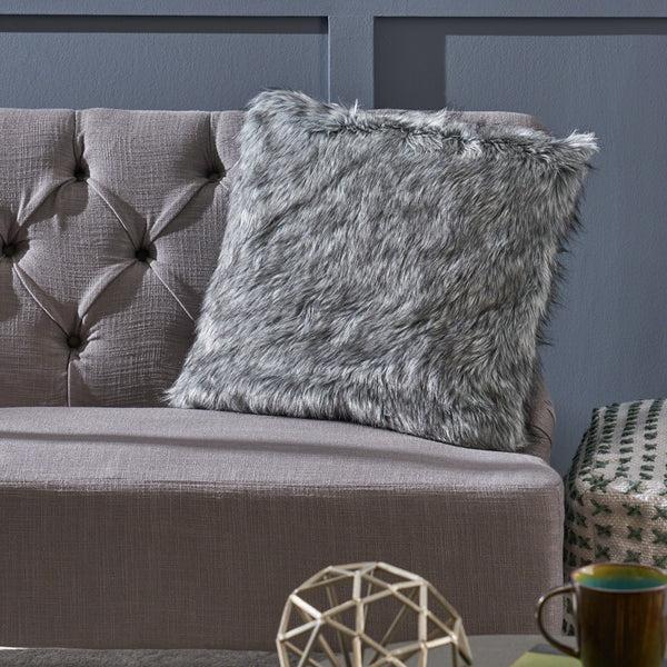 Gdf Studio Laraine Furry GlamDark Grey And Light Grey Streak Faux Fur Throw Pillow