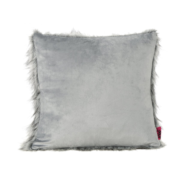 Gdf Studio Laraine Furry GlamDark Grey And Light Grey Streak Faux Fur Throw Pillow