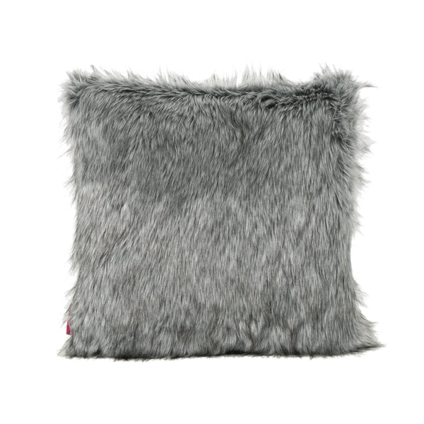 gdf studio Laraine Furry GlamDark Grey and Light Grey Streak Faux Fur Throw Pillow