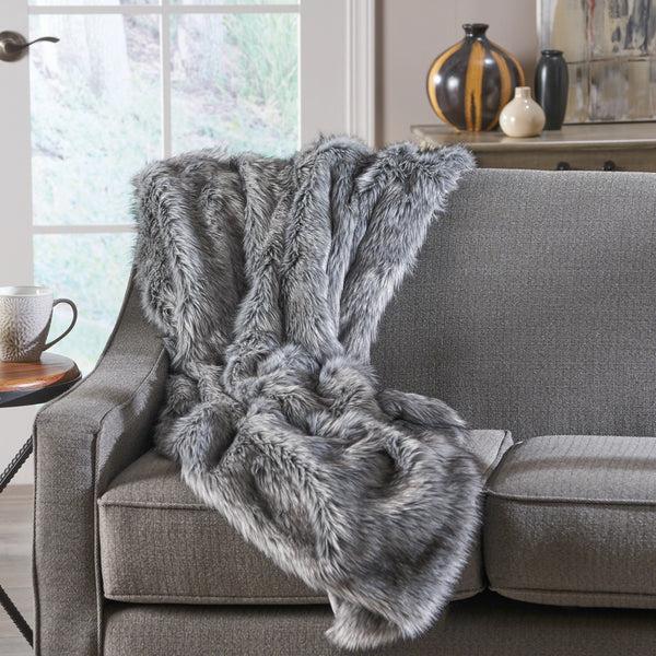 Gdf Studio Laraine Modern Glam Rectangular Taupe Faux Fur Throw Blanket