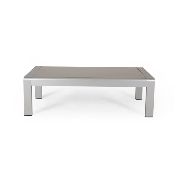 Gdf Studio Laraine Outdoor Aluminum Club Chair And Coffee Table Set With Cushions