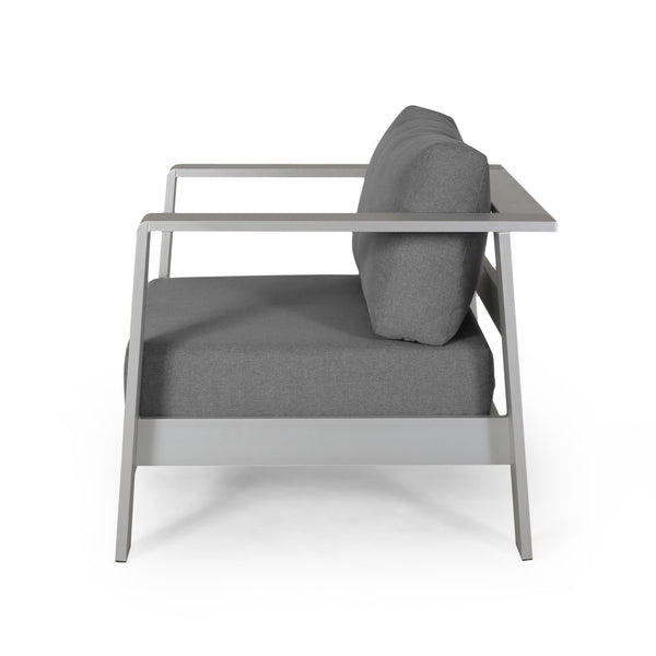 Gdf Studio Laraine Outdoor Aluminum Club Chairs With Cushions (Set Of 2)
