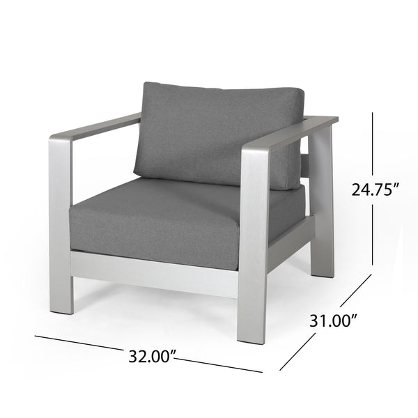 Gdf Studio Laraine Outdoor Aluminum Club Chairs With Cushions (Set Of 4)