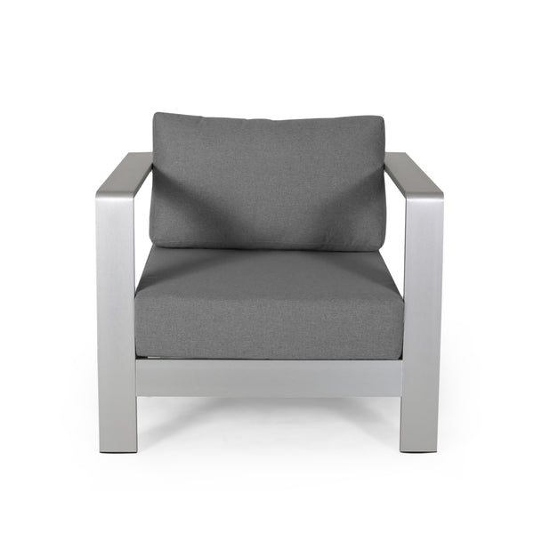Gdf Studio Laraine Outdoor Aluminum Club Chairs With Cushions (Set Of 4)