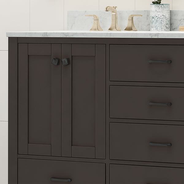 Gdf Studio Laranne Contemporary 60" Wood Double Sink Bathroom Vanity With Marble Counter Top With Carrara White Marble