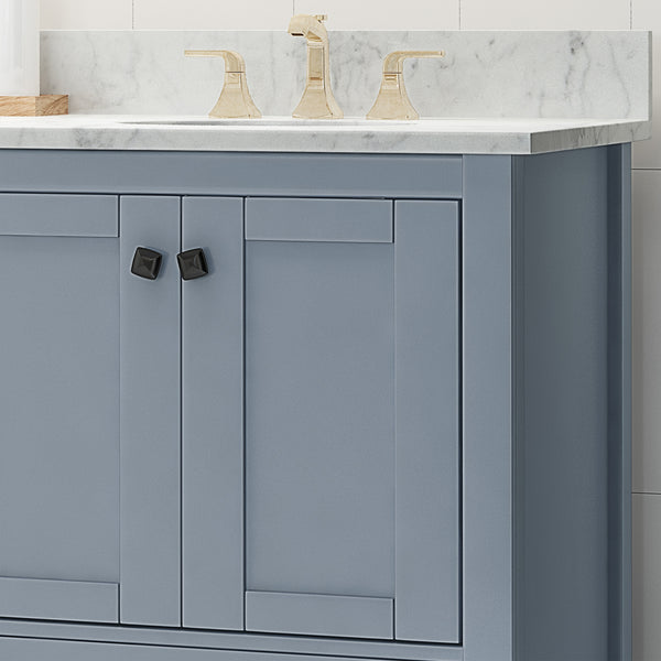 Gdf Studio Laranne Contemporary 72" Wood Double Sink Bathroom Vanity With Marble Counter Top With Carrara White Marble