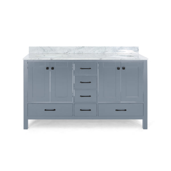 gdf studio Laranne Contemporary 72" Wood Double Sink Bathroom Vanity with Marble Counter Top with Carrara White Marble