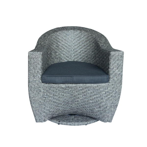 Gdf Studio Larchmont Patio Swivel Chairs Wicker With Outdoor Cushions Mixed Black And Dark Gray